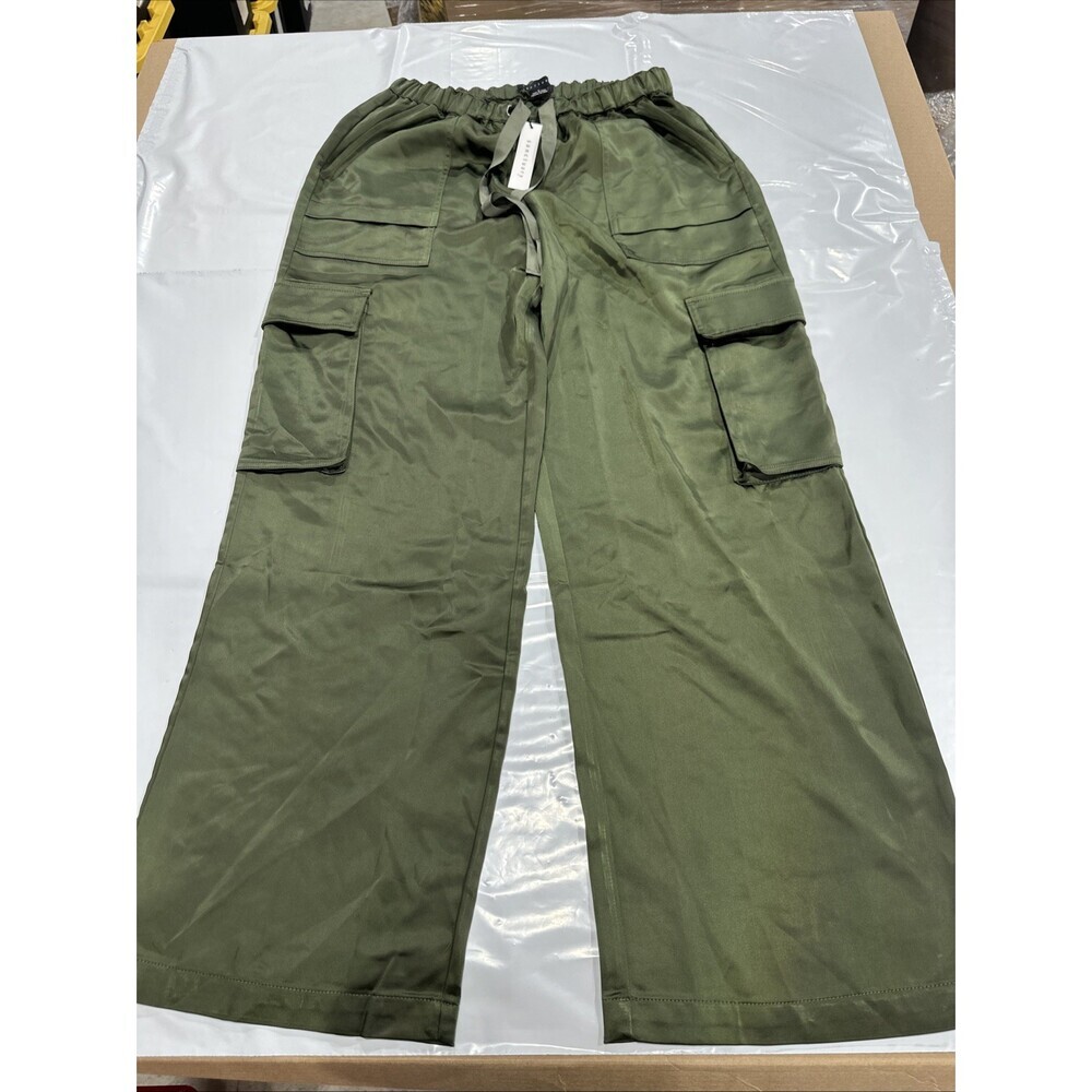 Sanctuary Cargo Pants Women's Large Green Flat Front Wide Leg Outdoor CEB209